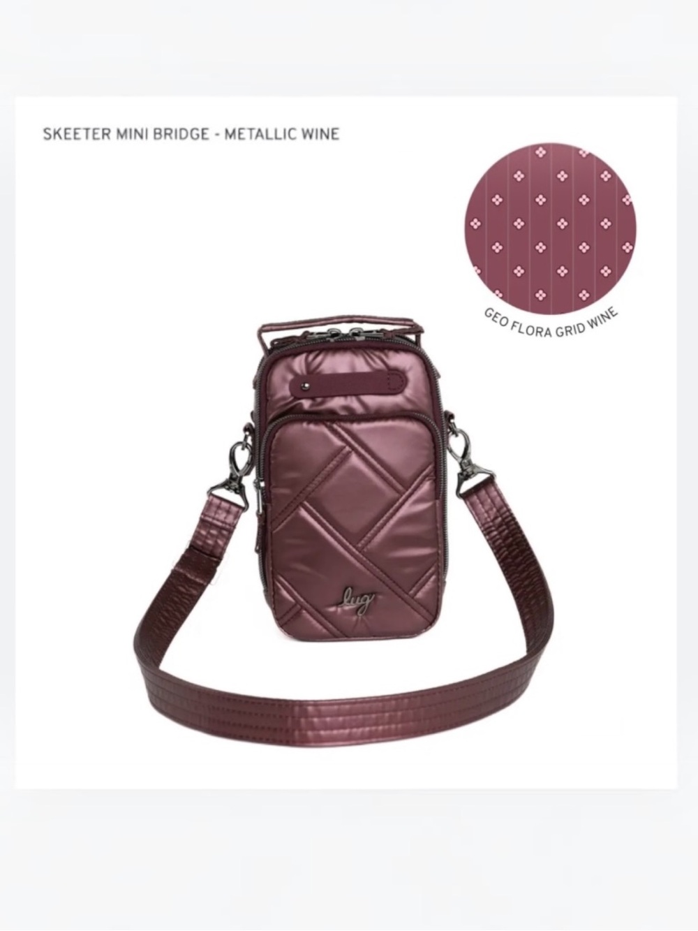 Lug crossbody/belt bag metallic wine